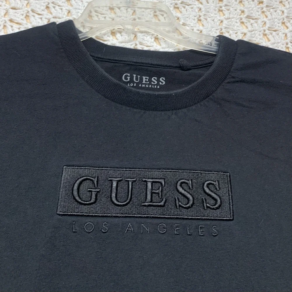 GUESS Los Angeles T-Shirt Men's Large Black Short Sleeve 100% Cotton Embroidered - Picture 3 of 8